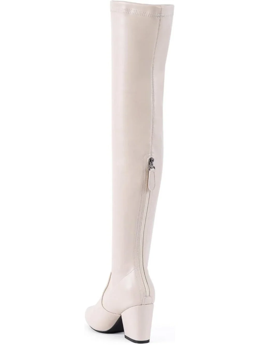 Women's Cream Suede Pointed Toe Flat Comfort Over the Knee Thigh High Boots